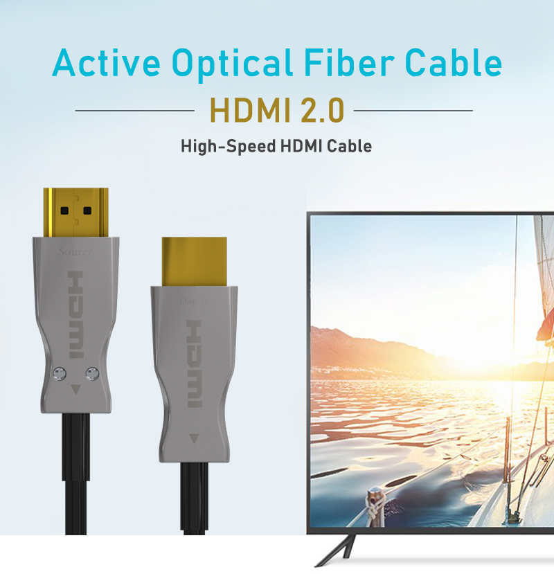 Cable de fibra óptica HDMI 2.0 de alta velocidad compatible con 3D