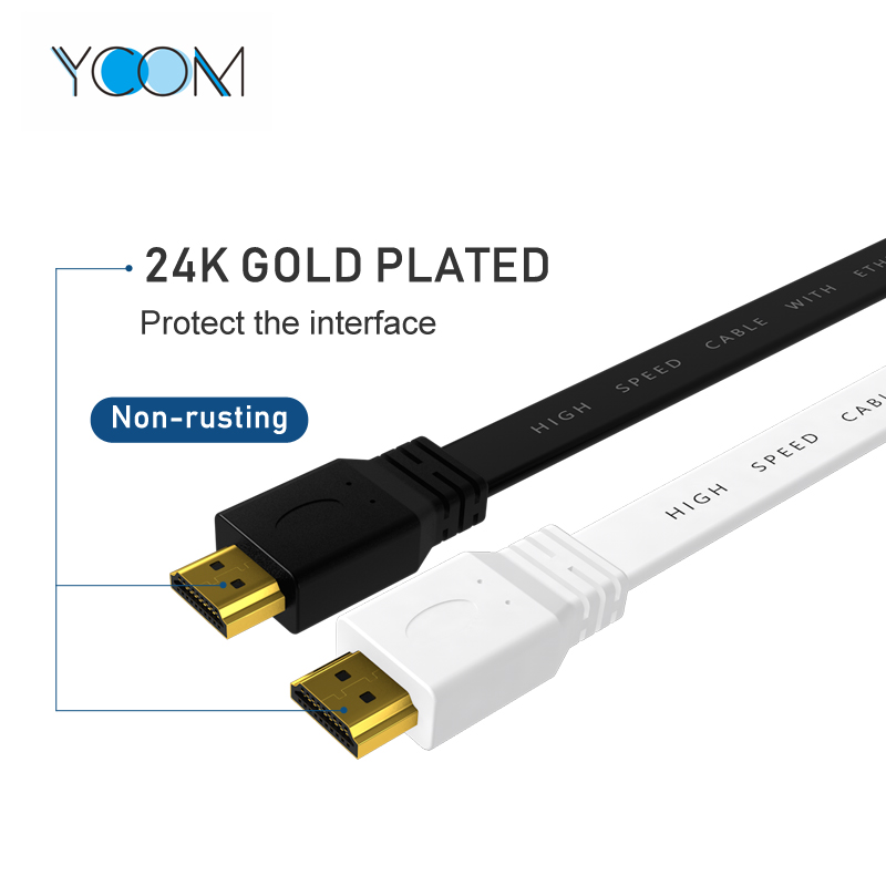 Colorido cable HDMI macho a macho con cable de forma plana