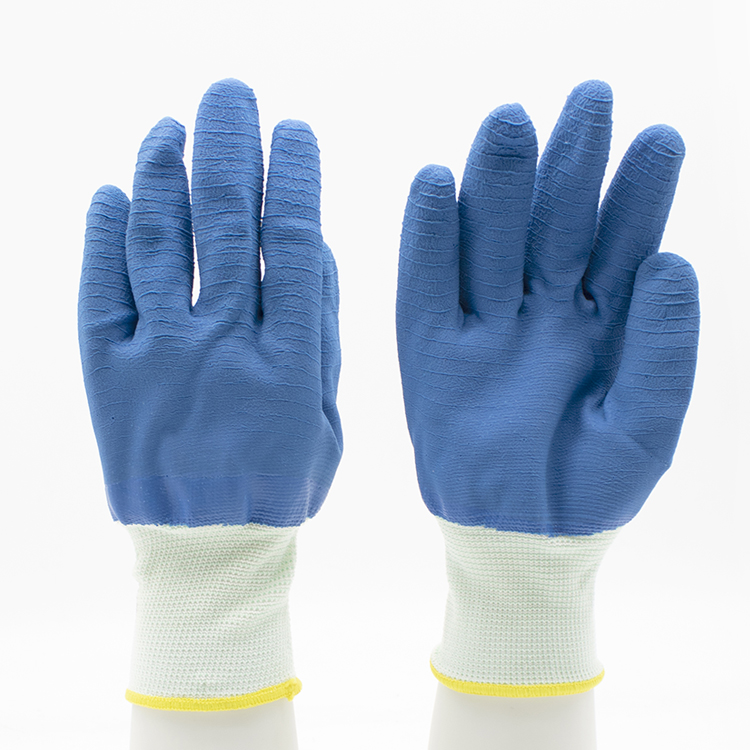 Blue Non-slip Latex Work Gloves Safety for Construction