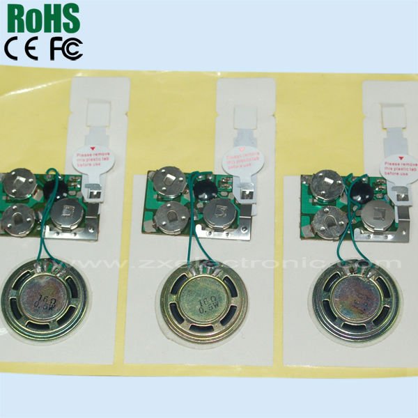 Custom recordable sound module for greeting card and postcard