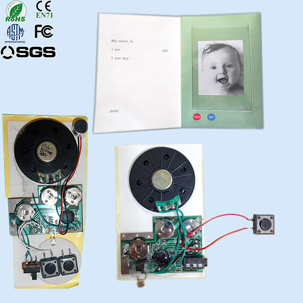 Recordable music light sensor sound modules for postcard sound chip