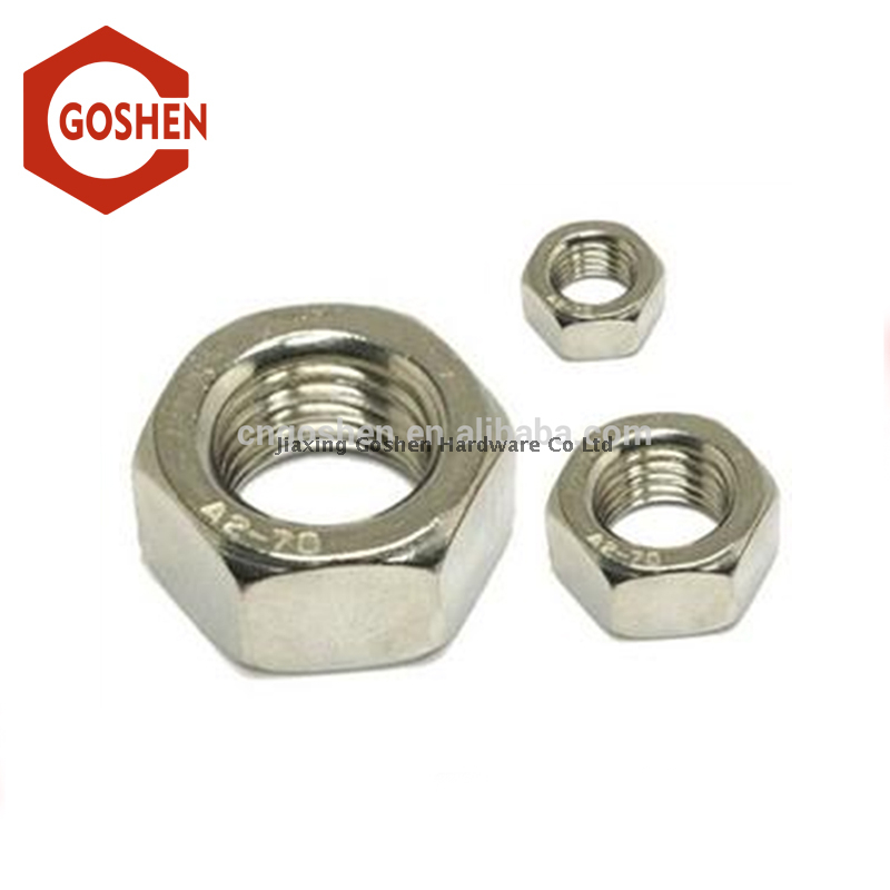 Acero inoxidable SS304 A2-70 DIN934 Hexagon tuercas hexagonales