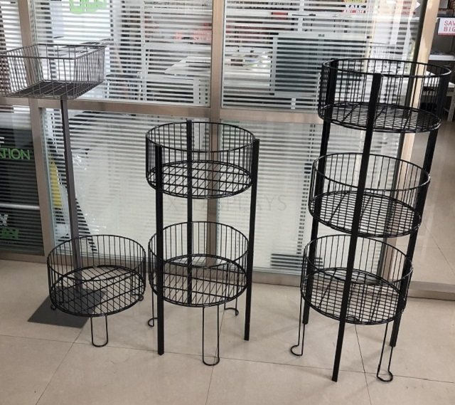2 Tier Wire Display Baskets Black WB-002