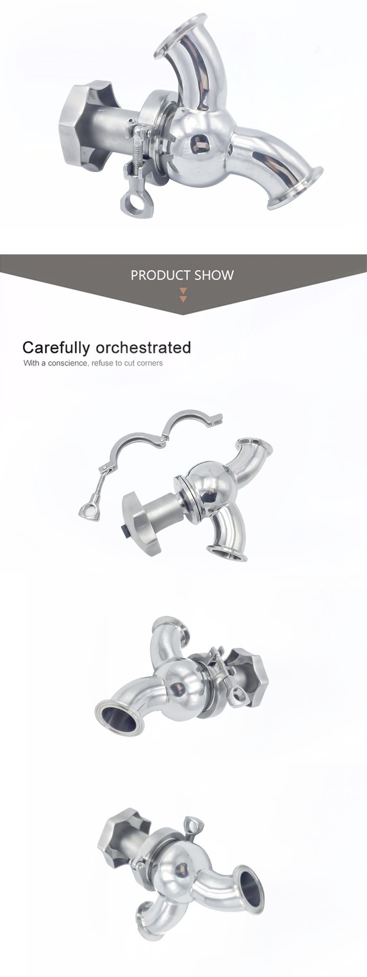 Ручной регулирующий клапан из нержавеющей стали с зажимными концами