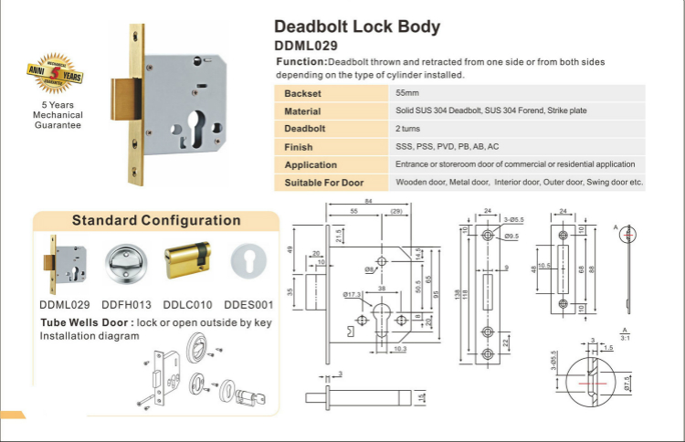 Bloqueio Deadbolt Body-D & D Hardware