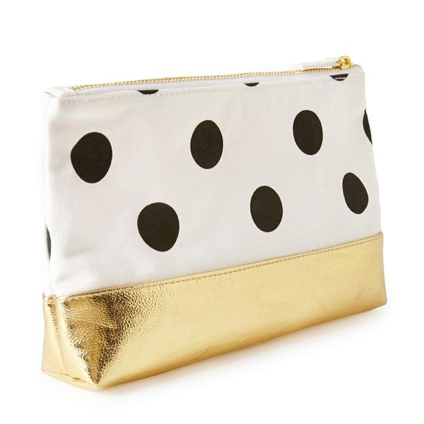Personalized Good Quality Polka Dot Makeup Bag Gold Buy makeup bag