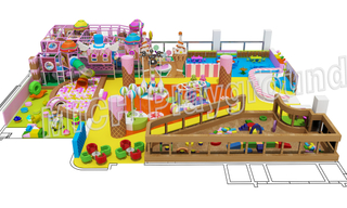 Area di gioco soft per interni per bambini a tema caramelle