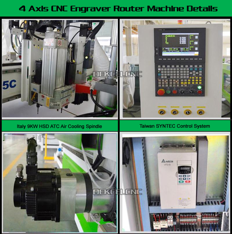 4 detalles de madera de la m&aacute;quina del ranurador del grabado del CNC del aluminio de la espuma del molde del eje