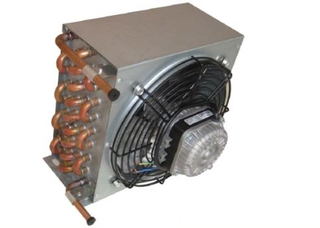 Condensador tipo aleta de aluminio con tubo de cobre enfriado por aire con motor de ventilador