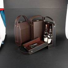 Wine Box Manufacturer PU leather wood wine holder