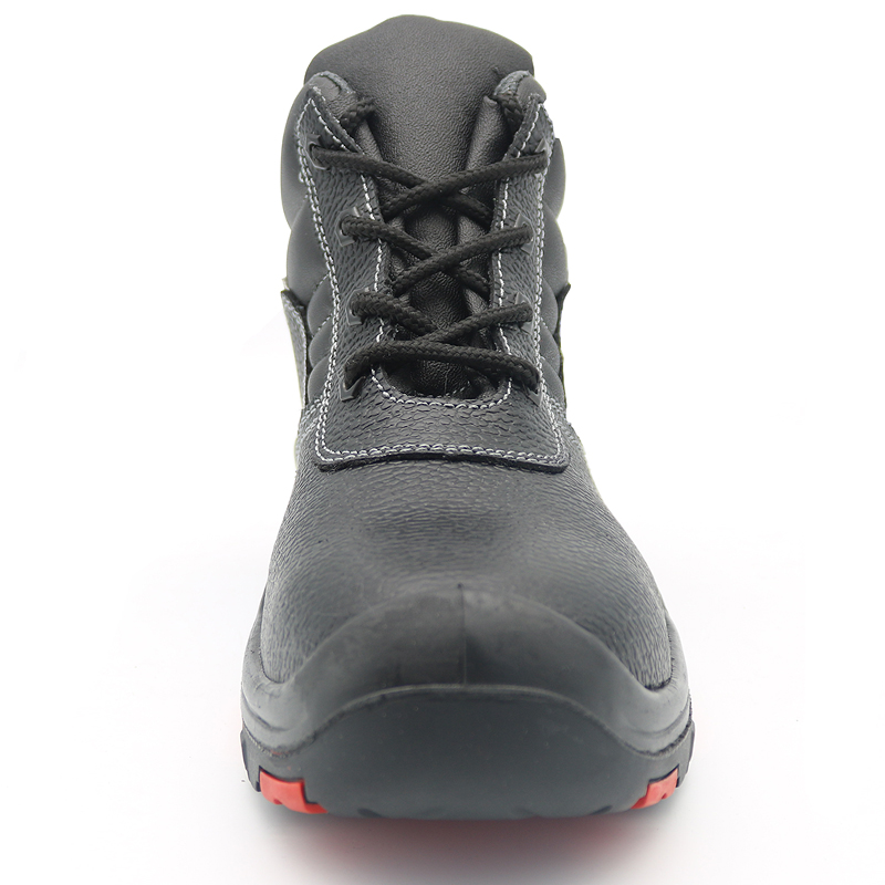 Anti Slip Black Leather Oil Field Safety Shoes Steel Toe Cap