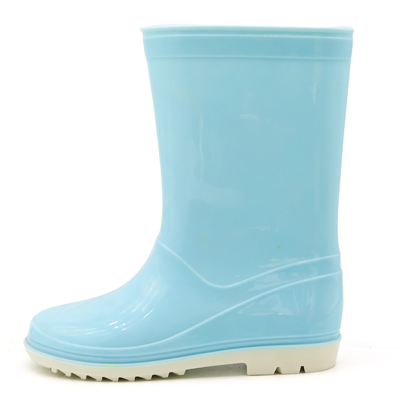 Blue Water Proof Anti Slip Children Glitter Pvc Rain Boots