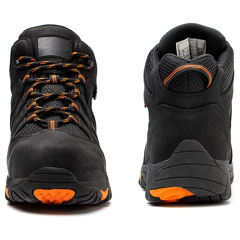 Black Nubuck Leather Rubber Sole Anti Puncture Men Safety Boots Composite Toe