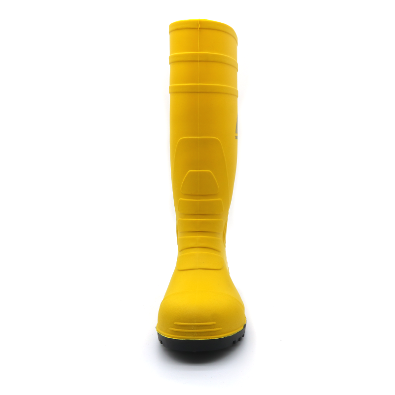 Yellow Waterproof Steel Toe Puncture Proof Pvc Safety Rain Boots Men CE