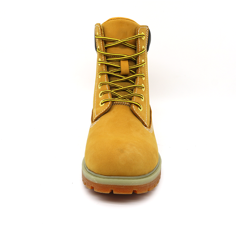 Yellow Nubuck Leather Anti Slip Rubber Sole Non Safety Goodyear Shoes