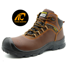 Brown Genuine Leather PU Sole Steel Toe Prevent Puncture Safety Boots for Men