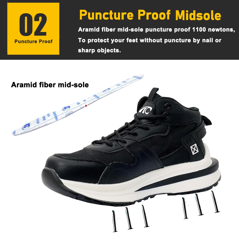 Black Industrial Safety Shoes with Steel Toe