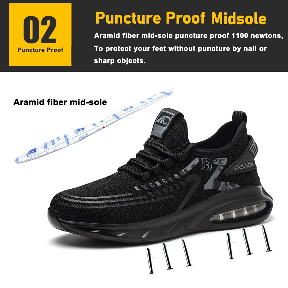 Air Cushioned Stylish Sports Safety Shoes with Steel Toe