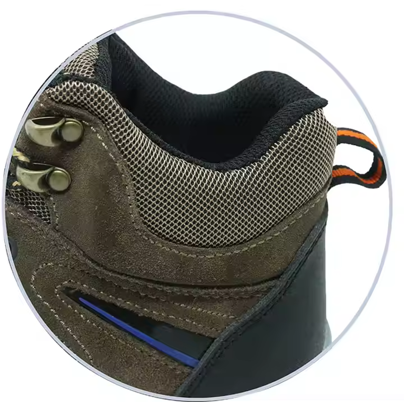Rubber Sole Brown Suede Safety Shoes Hiking