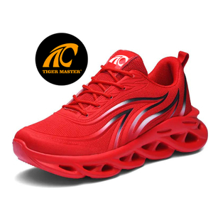 Red Light Weight Fashion Sport Safety Shoes for Women with Steel Toe