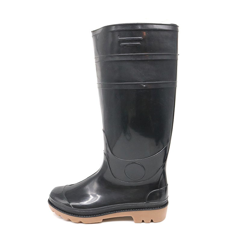 Black Waterproof Non Safety Pvc Rain Boots for Men