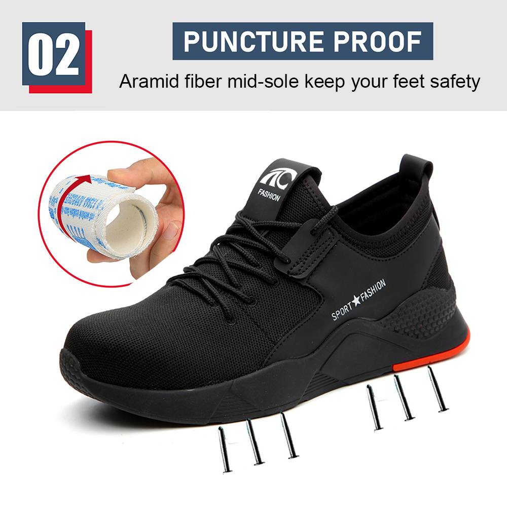 Anti Slip Light Weight Sneaker Safety Shoes for Men Steel Toe