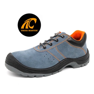 Blue Suede Leather Steel Toe Steel Mid Plate Safety Shoes Unisex