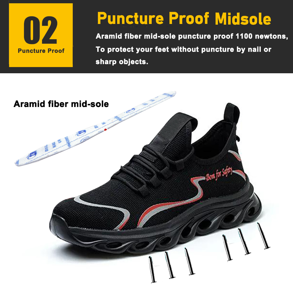 Steel Toe Anti Puncture Soft Safety Shoes Light Weight
