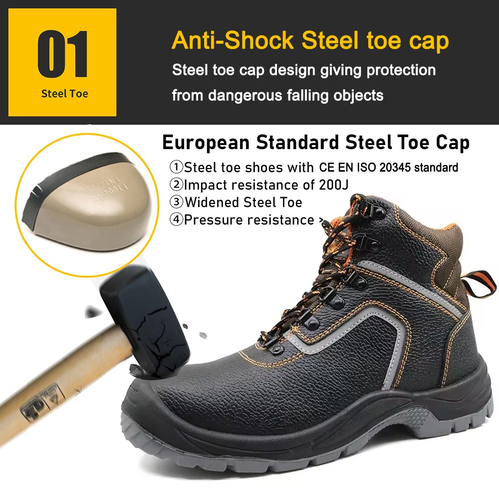 Steel Toe And Steel Mid Plate Industrial Safety Boots for Men