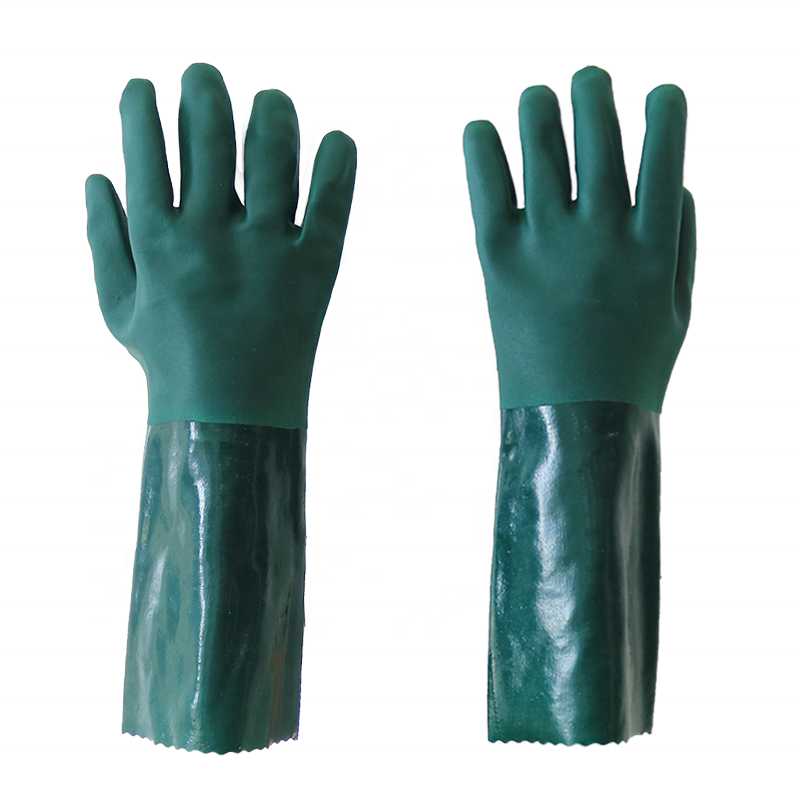 40CM Chemical Resistant Waterproof Green PVC Industrial Gloves