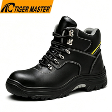 Anti-slip Black Leather Mining Safety Boots with Steel Toe