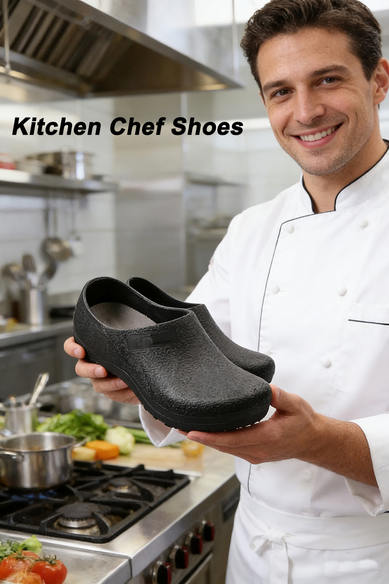 Black Waterproof PVC Kitchen Chef Shoes Non-slip