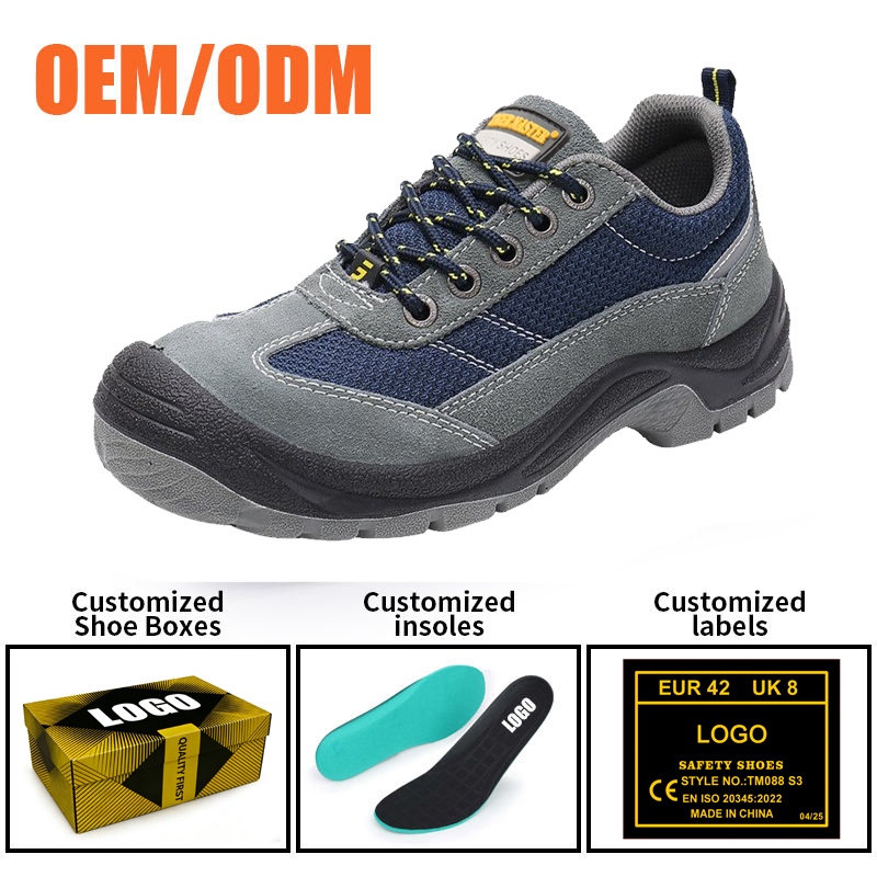 Wide Steel Toe Anti-puncture Safety Work Shoes Suede Leather