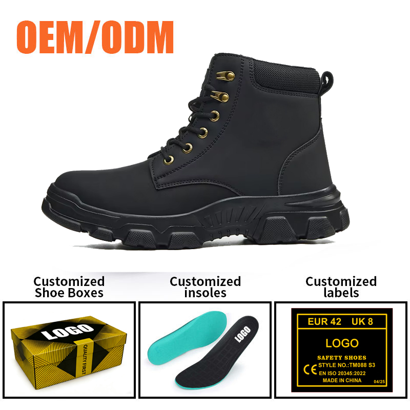 Black Steel Toe Labor Industrial Safety Boots