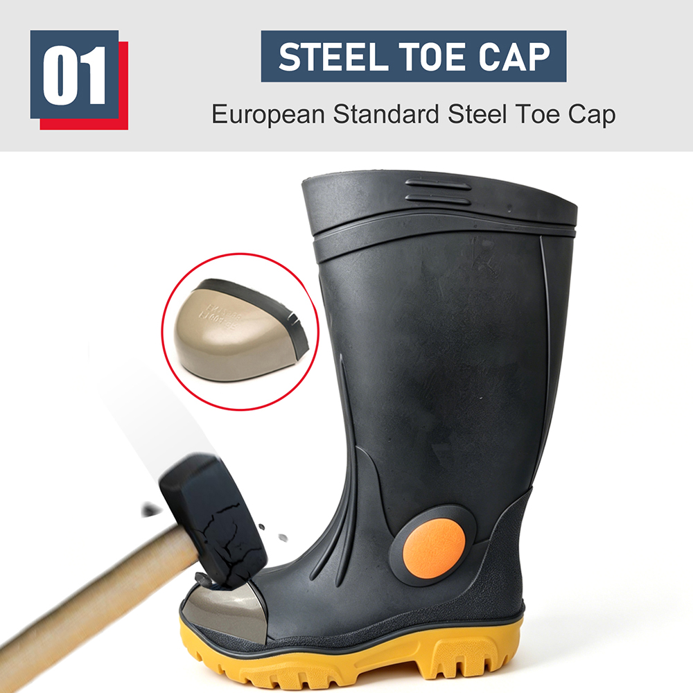 Steel Toe & Mid-sole Waterproof PVC Safety Boots