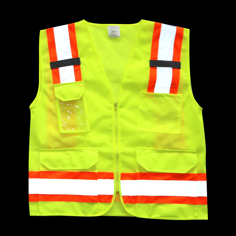 Multiple Pockets Mesh Fabric Reflective Safety Vest 