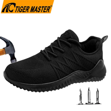 Anti-slip Black Sport Safety Shoes Rubber Sole for Warehouse