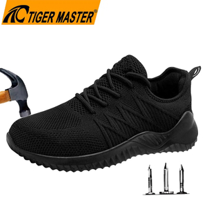 Anti-slip Black Sport Safety Shoes Rubber Sole for Warehouse