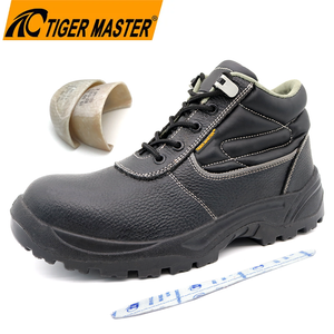 Black Leather Metal Free Safety Shoes with Fiberglass Toe