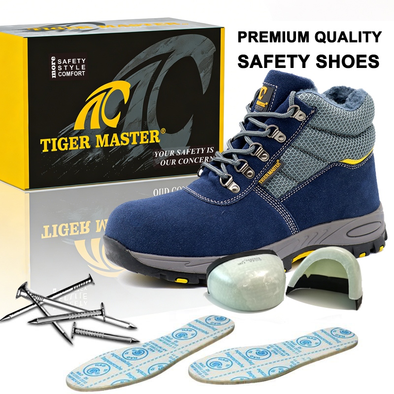 Fiberglass Toe Blue Suede Winter Safety Shoes for Men
