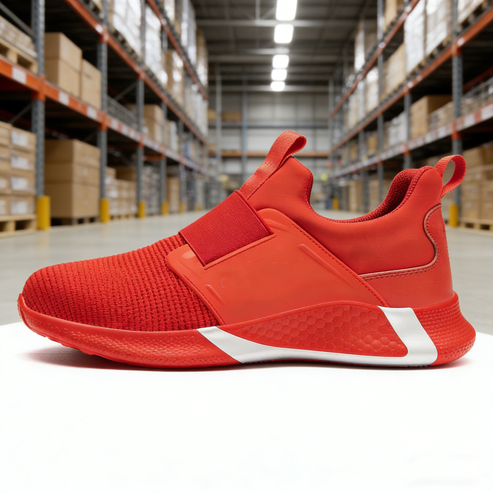 Non-slip Red Sport Safety Shoes with Steel Toe for Warehouse