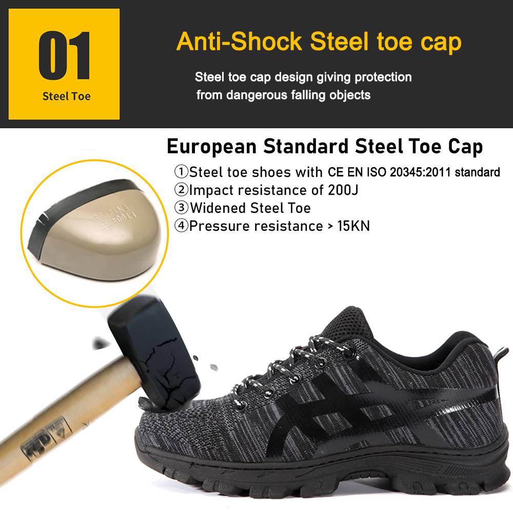 Anti-skid Rubber Sole Sport Safety Shoes Steel Toe