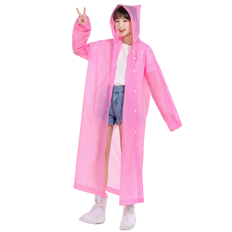 Pink Waterproof Long EVA Raincoat for Women