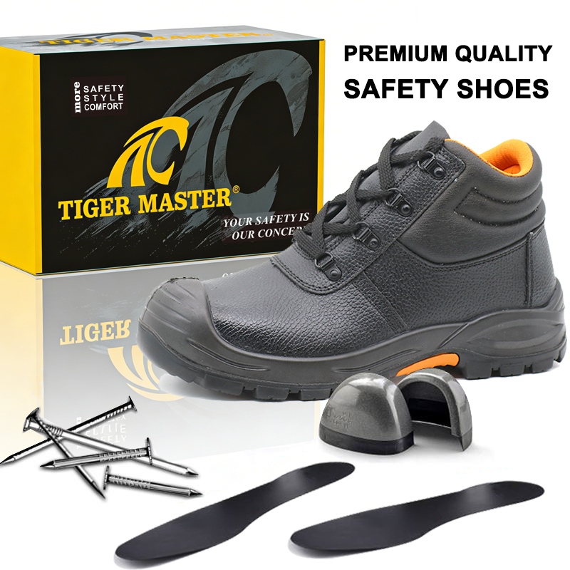 Steel Toe Leather Mining Safety Boots Rubber Sole