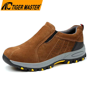 Anti-slip Steel Toe Brown Suede Safety Shoes Rubber Sole