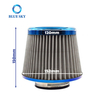 Elemento de filtro de aire de malla de acero inoxidable azul con cabeza de seta de alto flujo de entrada modificada personalizada de 76mm y 3 pulgadas