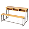 Cheap Wholesale Wooden School Furniture Double Student Desk And Bench with Three Drawers