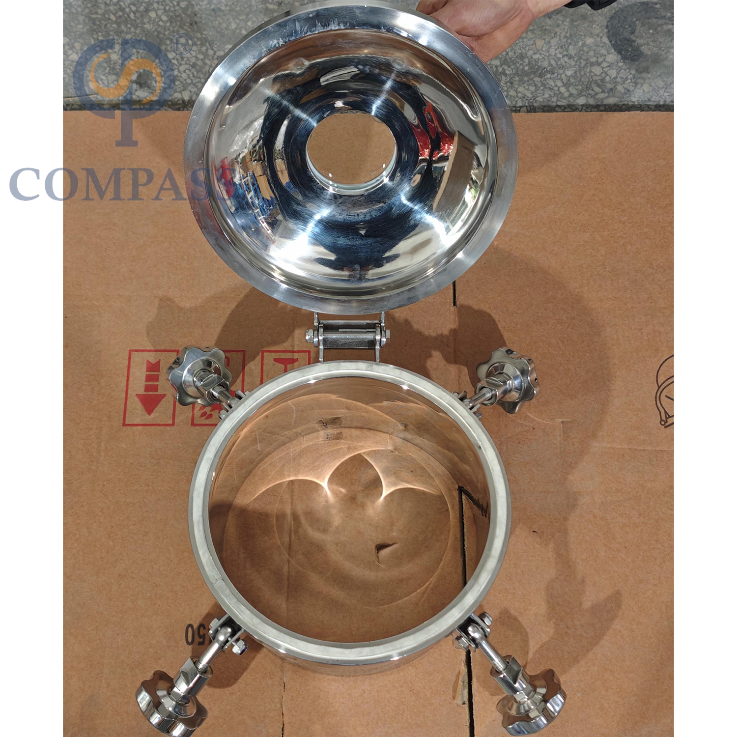 Популярная распродажа, 250 мм, гигиеническая нержавеющая сталь SS304, гигиенические наружные круглые люки для бака под давлением со смотровым стеклом и силиконовым уплотнением