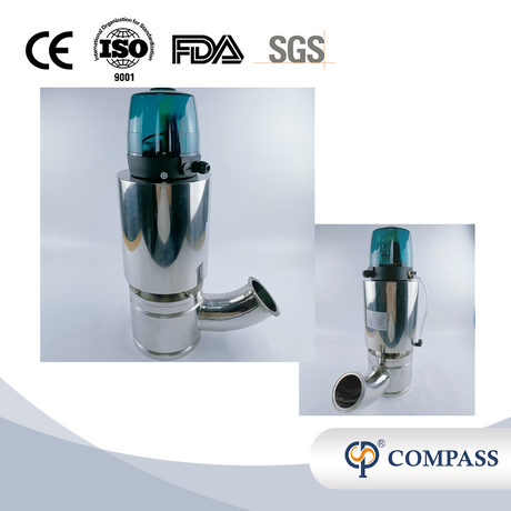 Лидер продаж, пневматический привод, 76,2 мм, гигиеническая нержавеющая сталь 316L, асептический зажим, пневматический нижний клапан промывочного бака с управляющей головкой 24 В