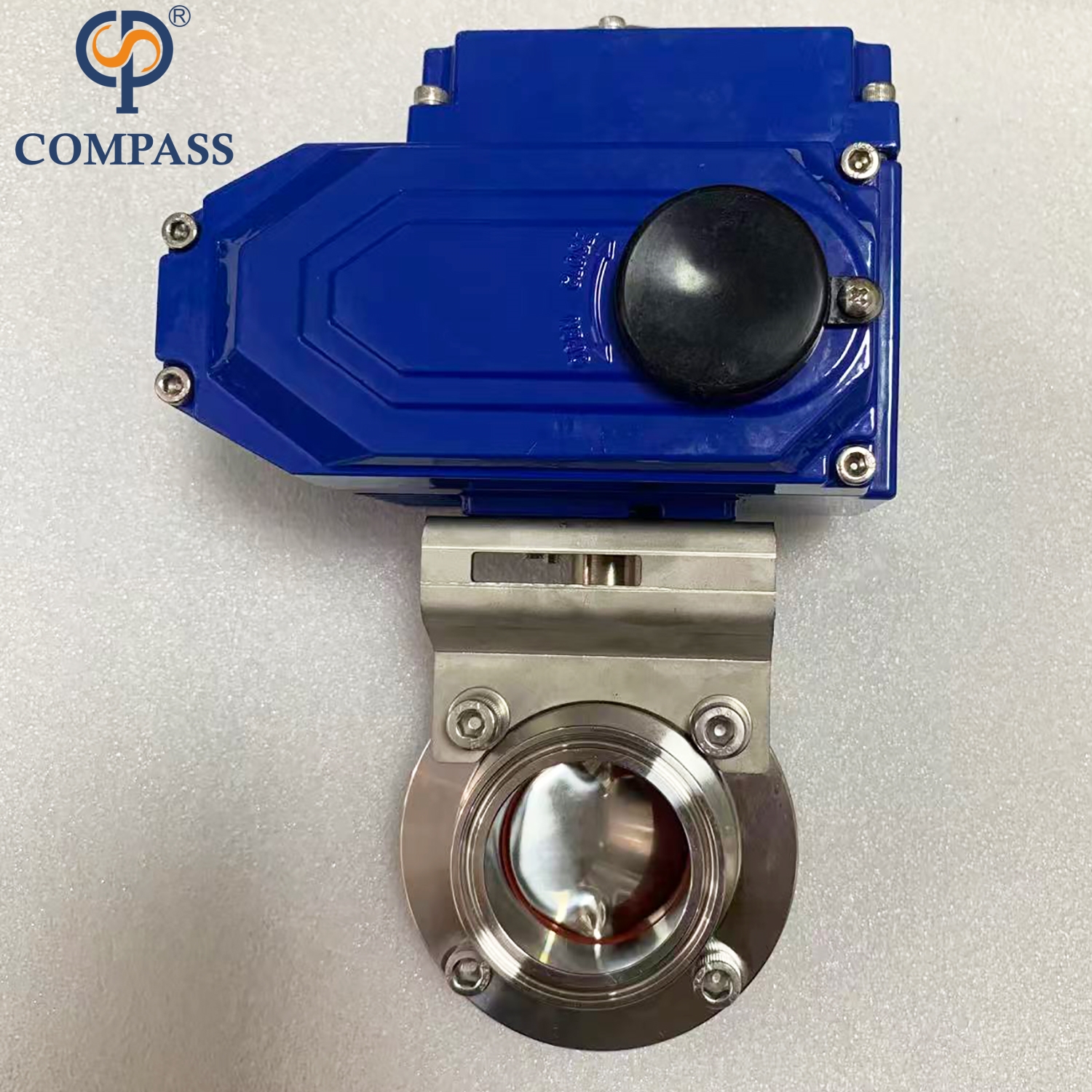 3-дюймовый TC91MM Tri Зажимной клапан-бабочка конца SS304 с электрической головкой